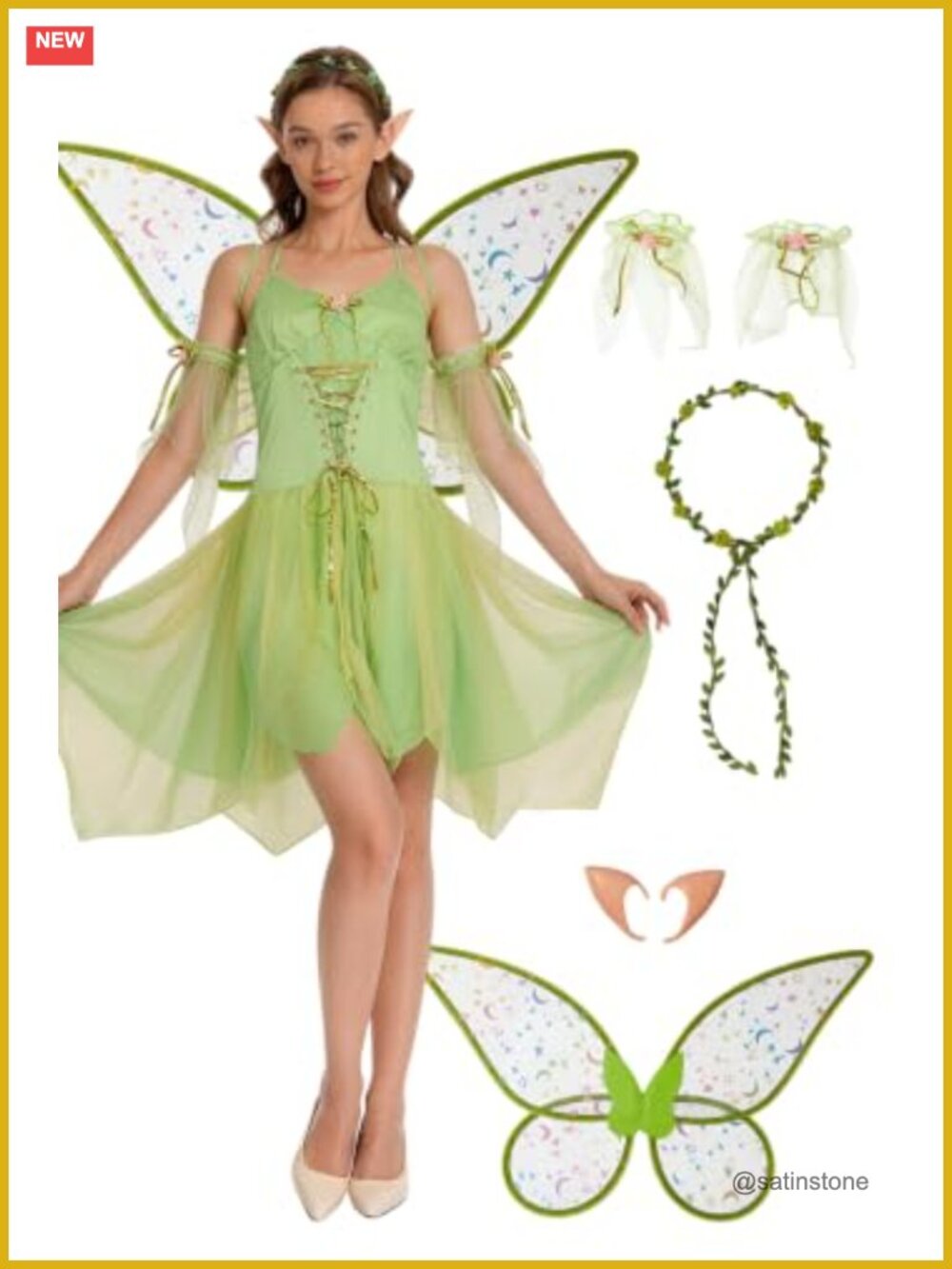 Women's Fairy Costume Princess Dress with Butterfly Wings Halloween